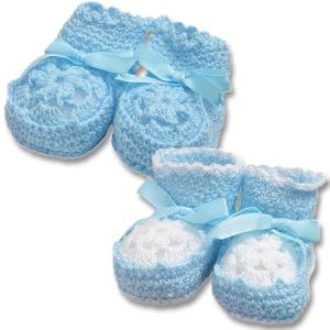 Crocheted Newborn Booties - Blue