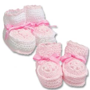 Crocheted Newborn Booties - Pink