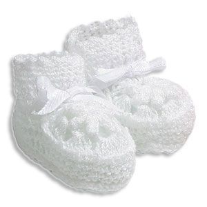 Crocheted Newborn Booties - White