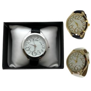 Women's Boxed Large Face Faux-Leather Watch