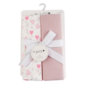 2-Pack Ultra-Soft Swaddle Blankets - Pink Heart