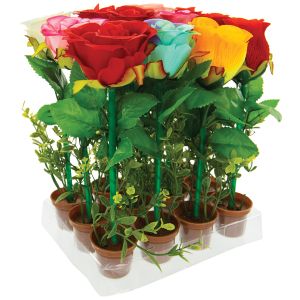 Colorful Rose Pen with Flower Pot Base