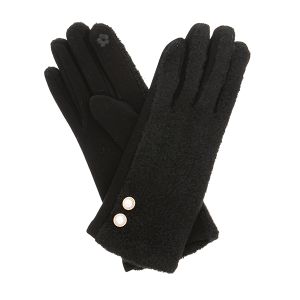 Faux Fur Gloves With Pearl Buttons