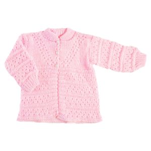 Newborn Crocheted Baby Sweater - Pink