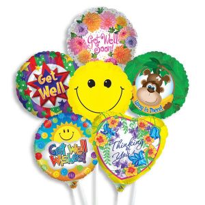 Pre-Inflated Mini Balloons On Sticks - Get Well