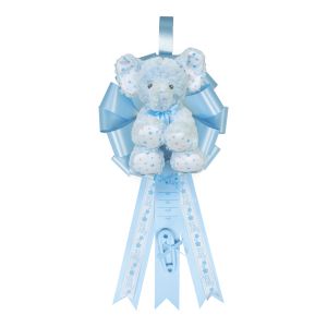 Baby Birth Announcement Ribbon with Plush Elephant - It's a Boy
