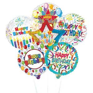 Pre-Inflated Mini Balloons on Sticks - 4 Inch - Birthday