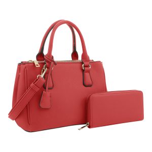2-In-1 Satchel With Wallet - Red