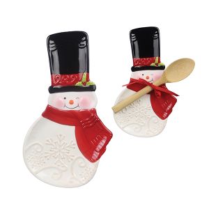 Ceramic Snowman Spoon Rest With Spoon Gift Set