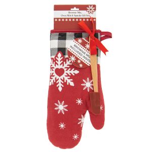 Christmas Oven Mitt and Spatula Set with Brownie Mix