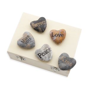 Engraved Marble Hearts with Display Box