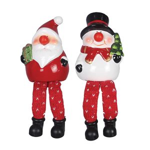 Light-Up Santa and Snowman Shelf Sitters With Blinking Noses