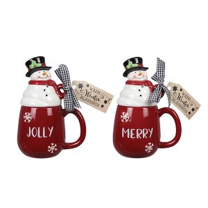 Ceramic Christmas Mugs With Snowman Lid