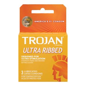 Trojan Ultra Ribbed Lubricated Latex Condoms