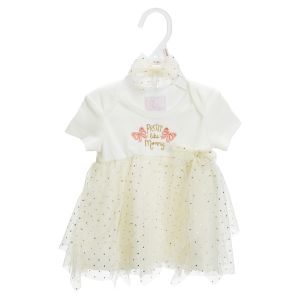 Tulle White Dress With Headband And Diaper Cover - Pretty Like Mommy