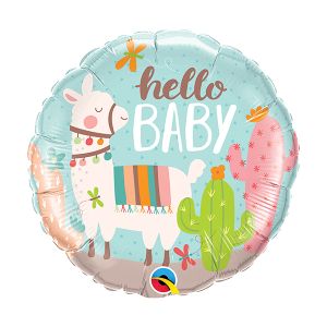 Llama Hello Baby Foil Balloon - Bagged