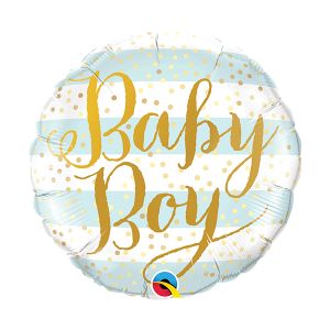 Blue Striped Baby Boy Foil Balloon - Bagged