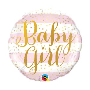 Pink Striped Baby Girl Foil Balloon