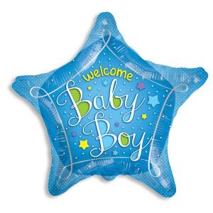 Welcome Baby Blue Star Foil Balloon