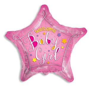 Welcome Baby Pink Star Foil Balloon