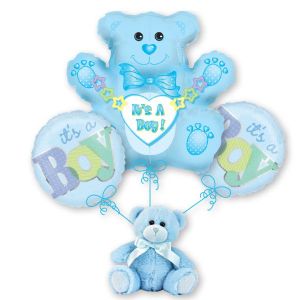 Balloon Bouquet - Boy Teddy Bear