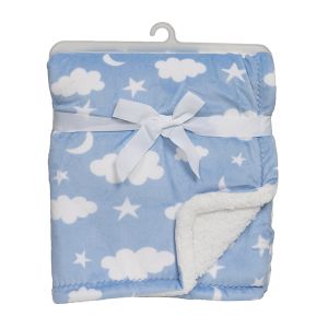 2-Ply Fleece Velboa Baby Blanket - Blue Celestial