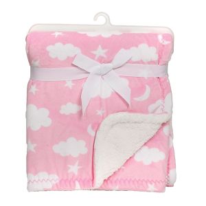 2-Ply Fleece Velboa Baby Blanket - Pink Celestial