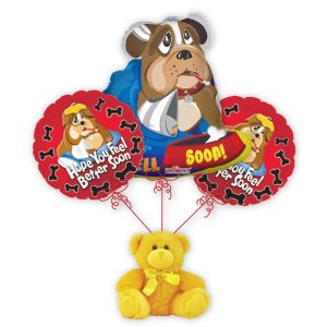 Balloon Bouquet - Get Well Bulldog
