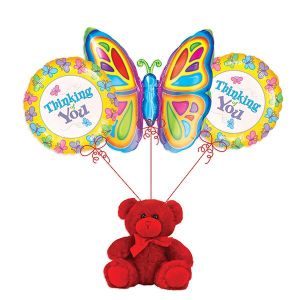 Thinking of You Butterfly Balloon Bouquet with Plush