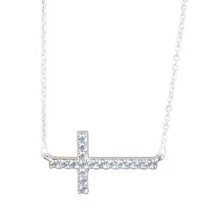 Amanda Blu Silver Laying Cross Necklace