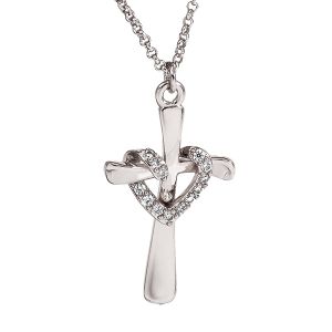 Amanda Blu Cross Heart Necklace - Silver