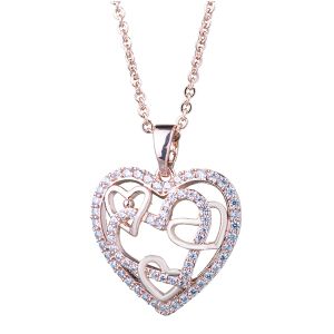 Amanda Blu Rose Gold Inset Hearts Necklace