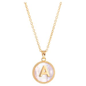 Mother of Pearl Initial Necklace - A