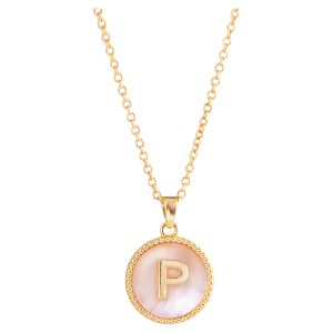 Mother of Pearl Initial Necklace - P