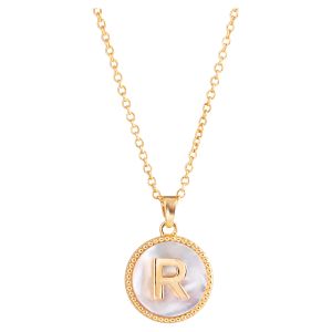Mother of Pearl Initial Necklace - R