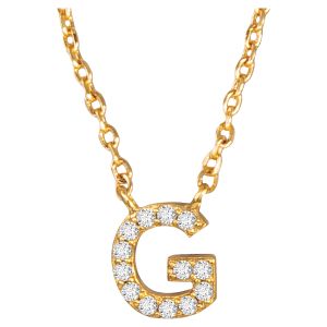 Cubic Zirconia Initial Necklace - G