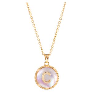 Mother of Pearl Initial Necklace - C