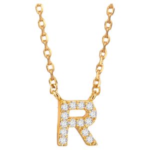 Cubic Zirconia Initial Necklace - R
