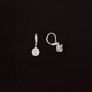 Julia Harper Silver Round Cubic Zirconia Earrings with Euro Wire