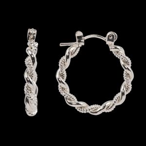 Julia Harper Earrings - Silver Twist Click Hoop