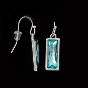 Julia Harper Earrings - Silver Fish Hook with Aqua Bead Drops