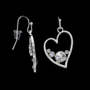 Julia Harper Earrings - Silver Open Heart with Crystals
