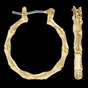 Kelli's Select Earrings - Gold-Tone Bamboo Click Hoop