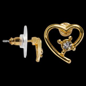 Kelli's Select Earrings - Gold-Tone Open Heart with Crystal Stone