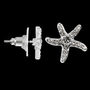 Kelli's Select Earrings - Silver-Tone Starfish with Crystals