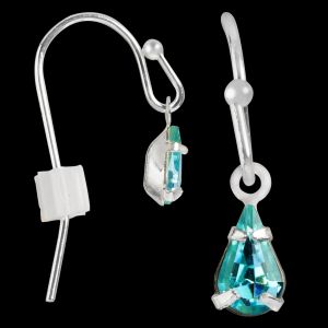 Kelli's Select Earrings - Silver-Tone Fish Hook with Aqua Teardrop