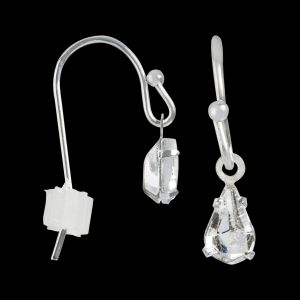 Kelli's Select Earrings - Silver-Tone Fish Hook with Crystal Teardrop