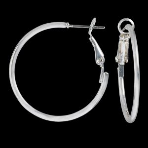 Kelli's Select Earrings - One-Inch Silver-Tone Clutchless Hoop
