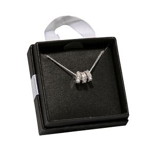 Silver Cubic Zirconia 3 Rings Necklace - Julia Harper