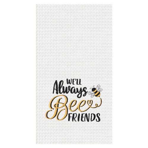 Embroidered Waffle Weave Kitchen Towel - Bee Friends